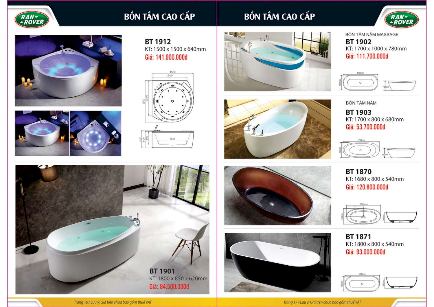 Thiết bị vệ sinh RANROVER Catalogue và Bảng giá mới nhất /Page 9